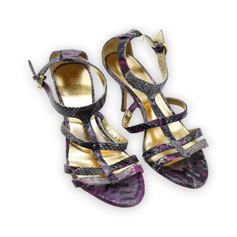 COACH Shoes Purple/Pink Python Strappy Heels Size 6B Women's